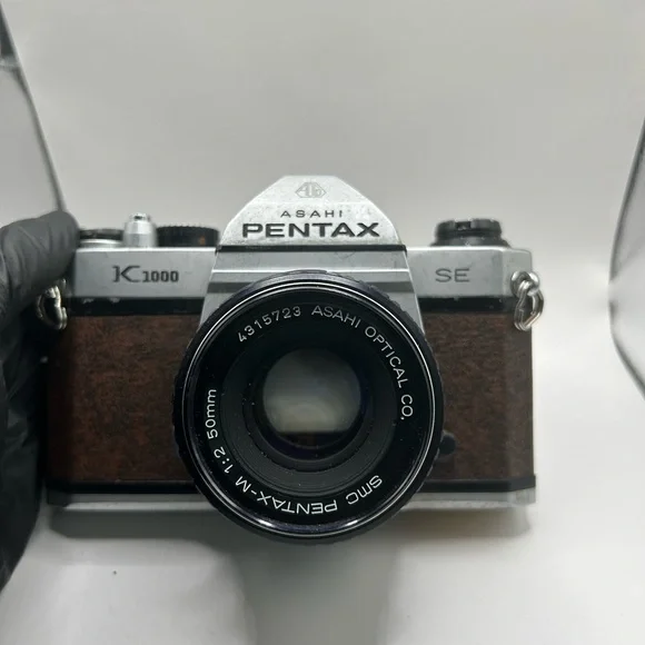 Brown Trim Asahi Pentax K1000 SE Film Camera w/ 50mm f2 Pentax Lens
